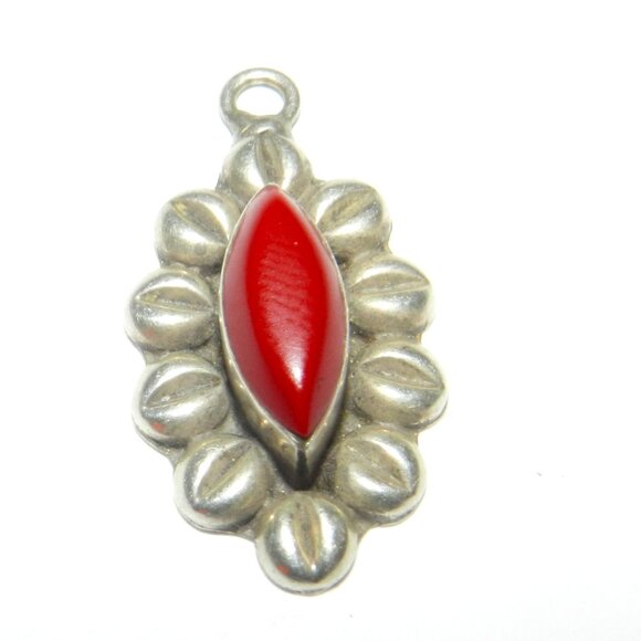 Vintage Mexico  Red Onyx  Sterling Silver  Pendant - Picture 5 of 8